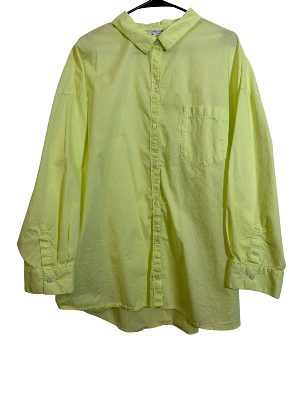 Only Navy Boyfriend Shirt Button Up in neon yellow/green sz XXL